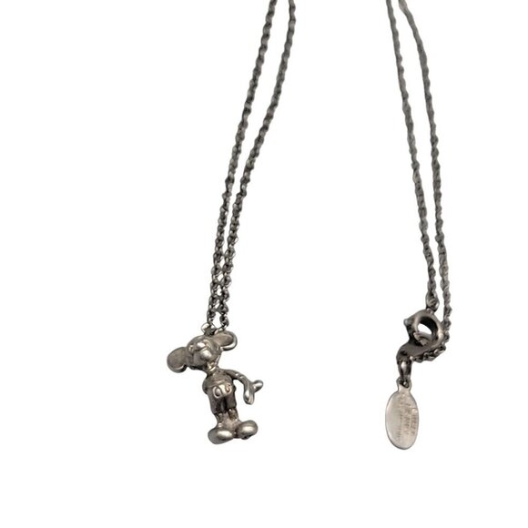Sterling Silver Disney Vintage Pendant 925 Mickey Mouse 19" Silver Tone Chain - Picture 5 of 16